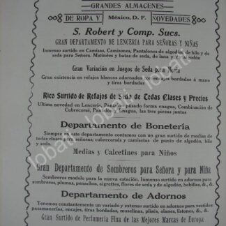 CARTEL ANTIGUO ORIGINAL DE TIENDA DEPARTAMENTAL EL CENTRO MERCANTIL 1909
