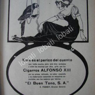 CARTEL ANTIGUO ORIGINAL DE AFICHE ART NOUVEAU. CIGARROS "ALFONSO XIII " CIGARRERA EL BUEN TONO 1914 /276