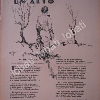 CARTEL ANTIGUO ORIGINAL DE POEMA INEDITO DE PASCUAL ORTIZ RUBIO 1930 DIBUJO DE ANDRES AUDIFFRED