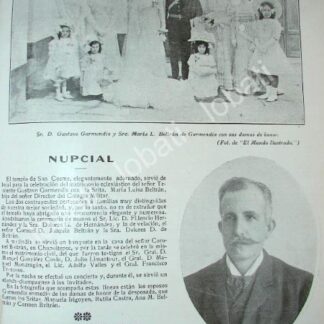 CARTEL ANTIGUO ORIGINAL DE BODA BELTRAN GARMENDIA 1909 /ASM