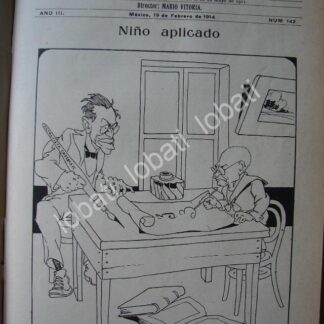 CARICATURA ANTIGUA 1914. VICTORIANO HUERTA Y LA ENTREVISTA DE JAMES CREELMAN