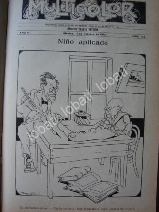 CARICATURA ANTIGUA 1914. VICTORIANO HUERTA Y LA ENTREVISTA DE JAMES CREELMAN