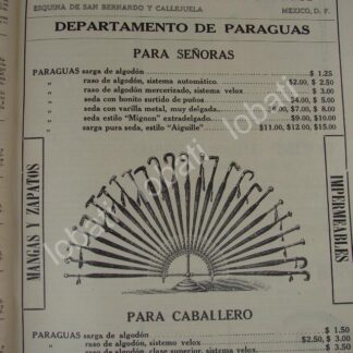 CARTEL ANTIGUO ORIGINAL DE TIENDA EL PUERTO DE LIVERPOOL 1909 PARAGUAS