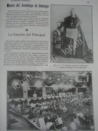 CARTEL ANTIGUO ORIGINAL DE MUERE EL ARZOBISPO SANTIAGO ZUBIRIA MANZANERA 1909 / RLG