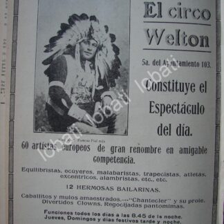 CARTEL ANTIGUO ORIGINAL DE GRAN CIRCO WELTON 1914 /769 MUY RARO