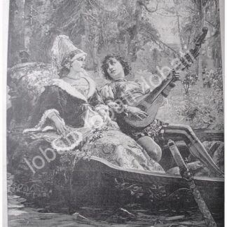 GRABADO ANTIGUO 1897 UN IDILIO ROMANTICO / ARTE