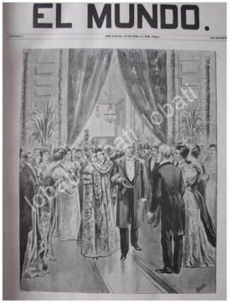 PORTADA ANTIGUA ORIGINAL PORFIRIO DIAZ Y ESPOSA EN BAILE, DIBUJO DE CARLOS ALCALDE