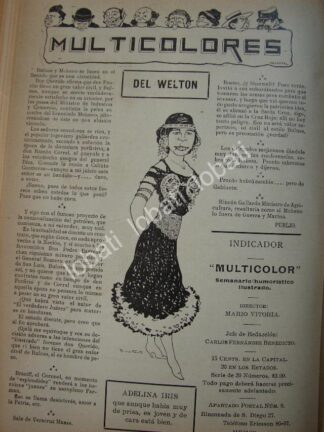 CARTEL ANTIGUO ORIGINAL DE NOTA Y CARICATURA ANTIGUA. ADELINA IRIS 1914 POR. A. PEREZ SOTO