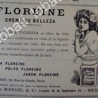 CARTEL ANTIGUO ORIGINAL DE CREMA PARA LA PIEL FLOREINE 1910 Y OTROS /Ni75