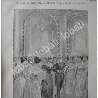 PORTADA ANTIGUA ORIGINAL  MARIANO ESCOBEDO Y ESPOSA DE PORIFIRIO DIAZ EN BAILE 1897