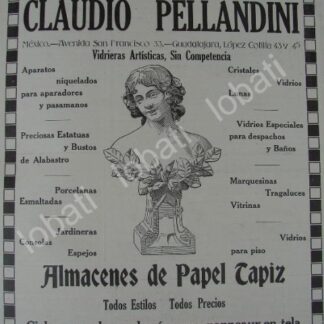 CARTEL ANTIGUO ORIGINAL DE TIENDA DE DECORACION CLAUDIO PELLANDINI 1909 /180