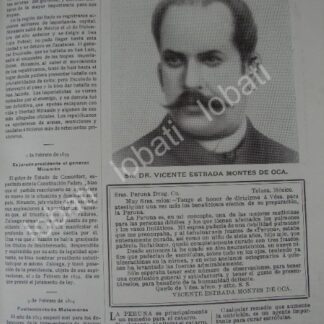 CARTEL ANTIGUO ORIGINAL DE VICENTE ESTRADA MONTES DE OCA Y MEDICINA LA PERUNA 1909 /27