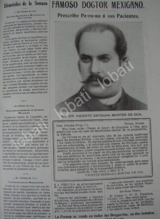 CARTEL ANTIGUO ORIGINAL DE VICENTE ESTRADA MONTES DE OCA Y MEDICINA LA PERUNA 1909 /27
