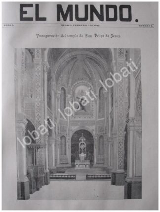 PORTADA ANTIGUA ORIGINAL 1897 INAUGURACION DEL TEMPLO SAN FELIPE DE JESUS D.F / RLG