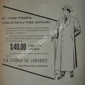 CARTEL ANTIGUO ORIGINAL DE AFICHE . TIENDAS LA CIUDAD DE LONDRES 1914 /760