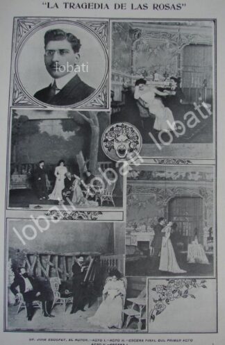 CARTEL ANTIGUO ORIGINAL DE JOSE ESCOFET Y SU OBRA DE TEATRO 1910 / FEP
