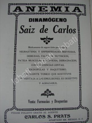 CARTEL ANTIGUO ORIGINAL DE MEDICINA DINAMOGENO RAMON SAIZ DE CARLOS 1909 /28