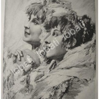 GRABADO ANTIGUO 1897. DAMAS DE CARNAVAL / arte