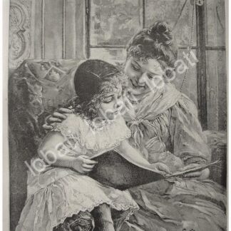 GRABADO ANTIGUO 1897. LA PRIMERA LECCION /ARTE