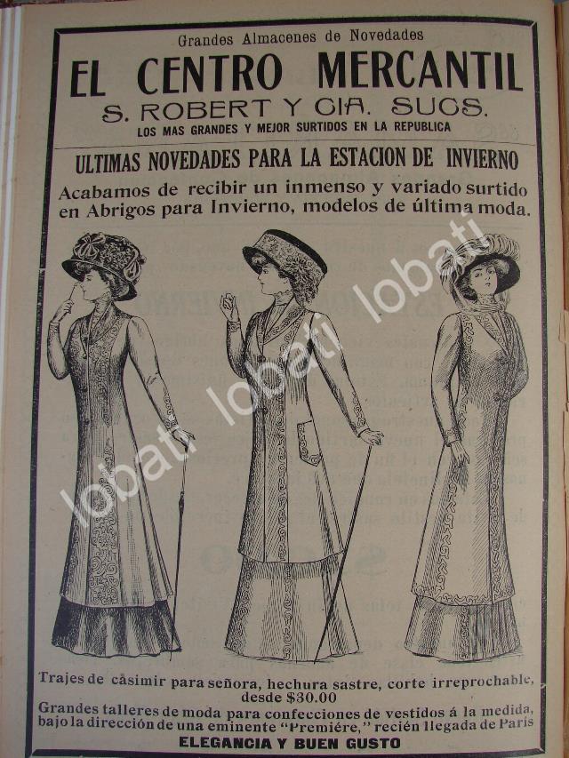 CARTEL ANTIGUO ORIGINAL DE TIENDA EL CENTRO MERCANTIL 1910 MODAS /698