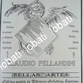 CARTEL ANTIGUO ORIGINAL DE TIENDA DE DECORACION CLAUDIO PELLANDINI 1910 /702