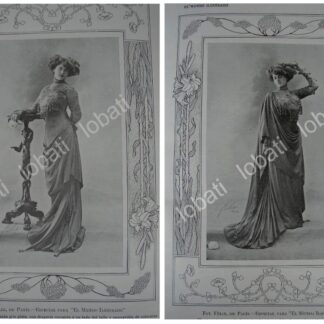 GRABADO ANTIGUO 1909. MODAS Y TENDENCIAS EN VESTIDOS /108