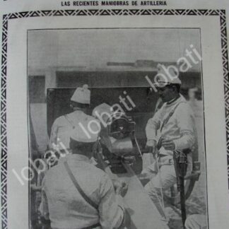 PORTADA ANTIGUA ORIGINAL  1909 ARTILLEROS CON CAÑON MONDRAGON