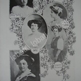 CARTEL ANTIGUO ORIGINAL DE DAMAS DE LA ALTA SOCIEDAD DE LEON, GUANAJUATO 1909 /ASM