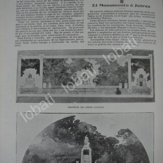 CARTEL ANTIGUO ORIGINAL DE PROYECTOS DEL MONUMENTO A JUAREZ 1909 /PLT
