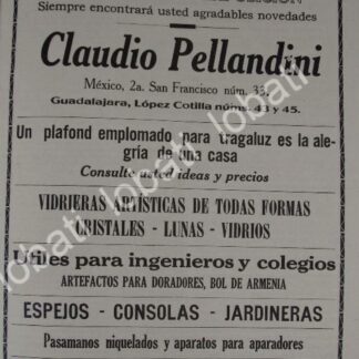 CARTEL ANTIGUO ORIGINAL DE TIENDA DE DECORACION CLAUDIO PELLANDINI 1910 /707