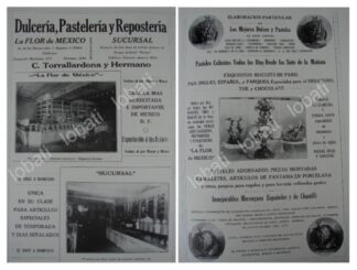CARTEL ANTIGUO ORIGINAL DE PASTELERIA Y DULCERIA LA FLOR DE MEXICO 1909 /184 MUY RARO