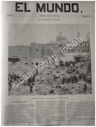 PORTADA ANTIGUA ORIGINAL EL TERREMOTO DE PUEBLA DE JUNIO DE 1897