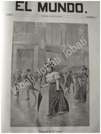 PORTADA ANTIGUA ORIGINAL 1897 DE JOSE MARIA VILLASANA. DESPUES DE LA LLUVIA / ARTE