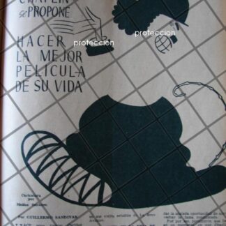 AFICHE ANTIGUO CHARLES CHAPLIN DIBUJO DE: MATIAS SANTOYO 1937