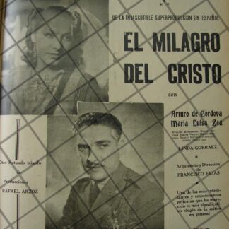 CARTEL ANTIGUO ORIGINAL PELICULA. EL MILAGRO DEL CRISTO 1941 /142