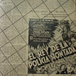 CARTEL ANTIGUO ORIGINAL PELICULA. EL REY DE LA POLICIA MONTADA /150