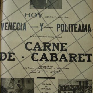 CARTEL ANTIGUO ORIGINAL ESTRENAN PELICULA. CARNE DE CABARET 1941 /153