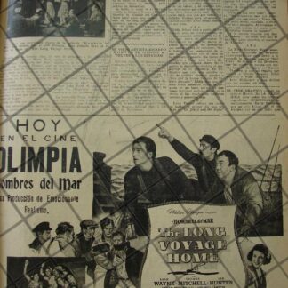 CARTEL ANTIGUO ORIGINAL PELICULA. HOMBRES DEL MAR 1941 /154