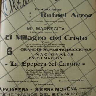 CARTEL ANTIGUO ORIGINAL PRODUCCIONES RAFAEL ARZOS 1941 /156