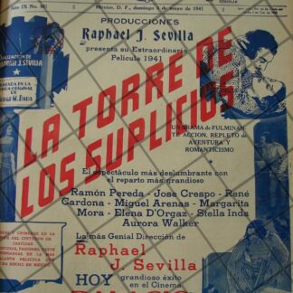 CARTEL ANTIGUO ORIGINAL PELICULA. LA TORRE DE LOS SUPLICIOS 1941 /159