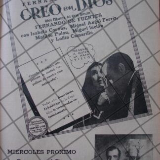 CARTEL ANTIGUO ORIGINAL PELICULA. CREO EN DIOS 1941 /160