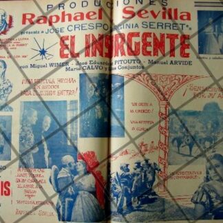 CARTEL ANTIGUO ORIGINAL PELICULA. EL INSURGENTE 1941 /161