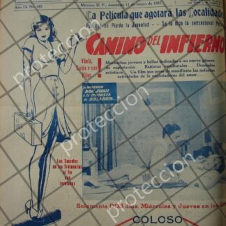 CARTEL ANTIGUO ORIGINAL PELICULA. CAMINO DEL INFIERNO 1941 /158