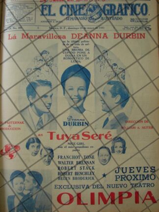 CARTEL ANTIGUO. PELICULA. TUYA SERE 1941 (NICE GIRL)