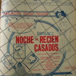 CARTEL ANTIGUO PALICULA. NOCHE DE RECIEN CASADOS /192