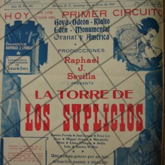 CARTEL ANTIGUO PALICULA. LA TORRE DE LOS SUPLICIOS 1941 /196