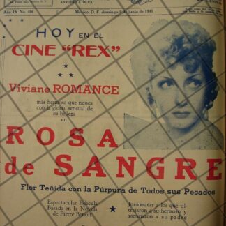 CARTEL ANTIGUO PELICULA. ROSA DE SANGRE 1941 /CINE REX