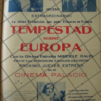 CARTEL RETRO PELICULA. MANACES /TEMPESTAD SOBRE AUROPA 1941 /3