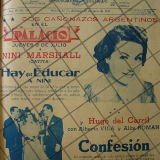 CARTEL ANTIGUO CINE PALACIO PELICULAS DE NINI MARSHALL 1941