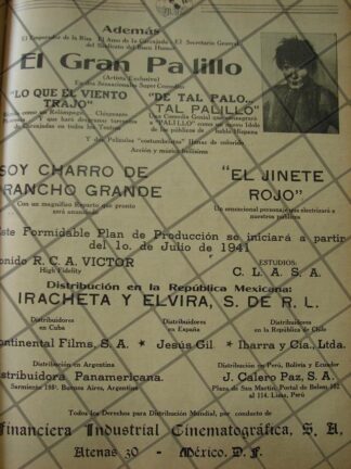 CARTEL ANTIGUO FILMEX / JESUS MARTINEZ "PALILLO" Y MAS 1941